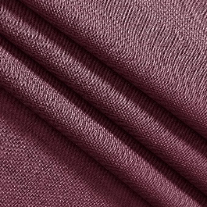 Nanspring Burgundy Linen Curtains for Living Room 126 Inches Long Light Filtering Semi Sheer Curtain Back Tab Vintage Boho Decor Drapes Floor to Ceiling High Window for Bedroom 52x126, 2 Panels