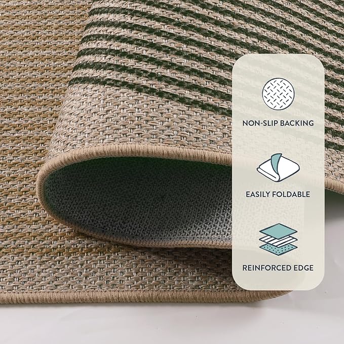 Lahome Enfys Modern Rainbow Easy Jute Office Rug, Washable Rugs 4x6 for Living Room Bedroom Farmhouse Kitchen Mats for Floor, Contemporary Non Slip Floor Carpet for Entryway Backyard Sunroom