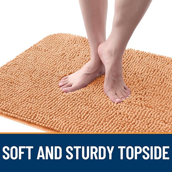 OLANLY Dog Door Mat for Muddy Paws 40x24, Absorbs Moisture and Dirt, Absorbent Non-Slip Washable Doormat, Quick Dry Chenille Mud Mat for Dogs, Entry Indoor Entryway Carpet for Inside Floor, Orange