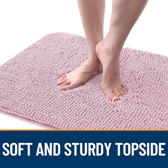 OLANLY Dog Door Mat for Muddy Paws 40x24, Absorbs Moisture and Dirt, Absorbent Non-Slip Washable Doormat, Quick Dry Chenille Mud Mat for Dogs, Entry Indoor Entryway Carpet for Inside Floor, Dusty Rose