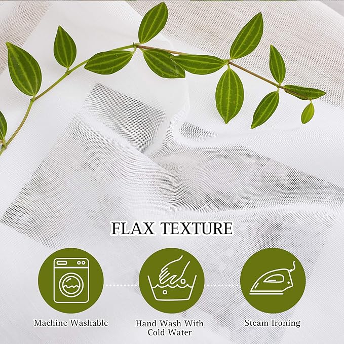 NICETOWN White Sheer Curtains 72 inch Length for Bedroom, Vintage Grommet Linen Blend Semi Sheer Drapes Privacy Window Treatments Light Filtering for Farmhouse, 36" W x 72" L, Set of 2