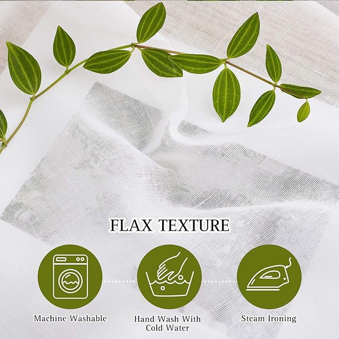 NICETOWN White Sheer Linen Curtains 84" Long, Grommet Top Privacy with Enough Light Through Semi Sheer Window Treatments Vertical Drapes for Living Room/Bedroom, 2 Pieces = 140" Wide
