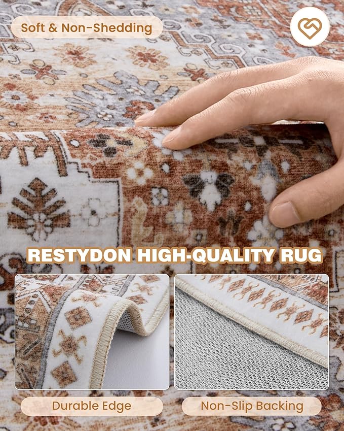 Kitchen Runner Rug Non Slip Washable 2.5x8, Soft Low Pile Entryway Rug Runners for Hallways,Carpet Runner for Living Room,Kitchen, Laundry, Bathroom(Orange,2.5'x8')