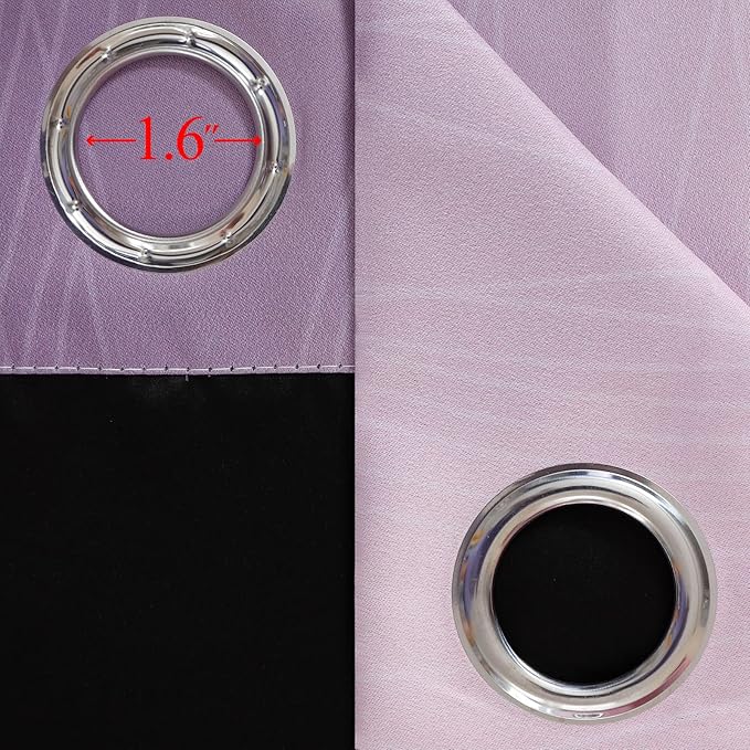 Pink and Purple Curtains 45 Inch Length 2 panels, Full Light Blocking Ombre Blackout Curtains for Kids Room, Thermal Insulated Noise Reducing Gradient Blackout Curtains for Girls Bedroom, 52x45 Inch
