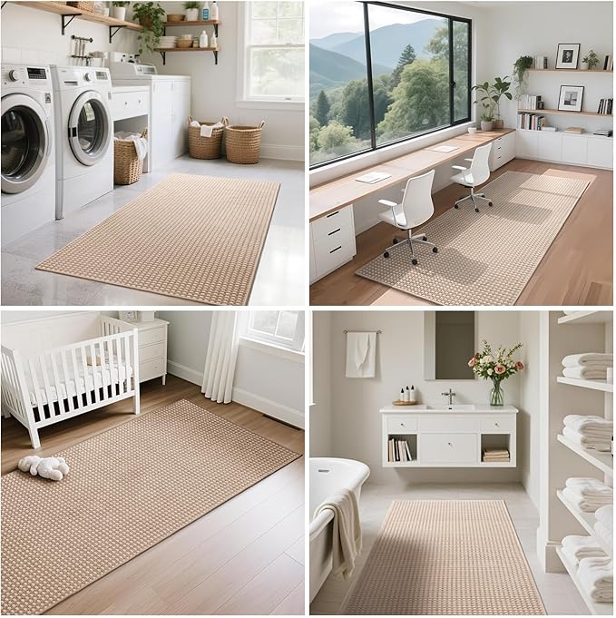 YDKGL Boho 2x5 ft Hallway Runners Rug Woven Washable Long Kitchen Runner Mat Rugs Non Slip, Soft Entryway Laundry Hall Runner Floor Carpet for Indoor Backdoor Bedroom Kitchen Living Room, Brown