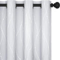 Deconovo Bedroom Curtains, Room Darkening Drapes, Thermal Insulated Soundproof Panel, Silver Wave Dot Print, 52 x 72 Inch, Machine Washable Window Panels for Living Room Home, Set of 2, Greyish White