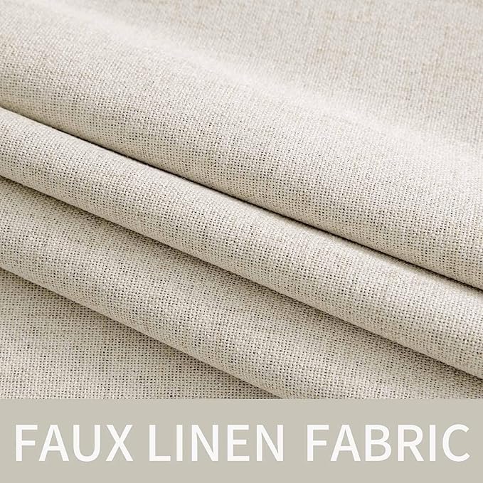 MIULEE Linen Texture Curtains for Bedroom Solid 100% Blackout Thermal Insulated Linen Beige Curtains Grommet Room Darkening Drapes for Living Room Nursery 52x63 Inch (2 Panels)