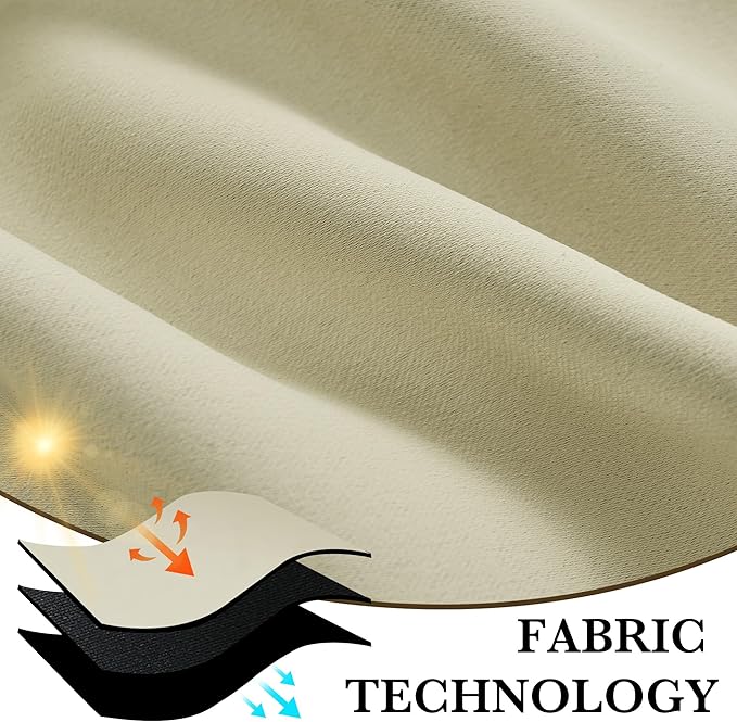 RYB HOME 100% Blackout Short Curtains for Small Window, Thermal Insulated Total Room Darkening Noise Reducing Curtains for Kitchen Bathroom Basement, 42 inches Wide by 45 inches Long, Beige