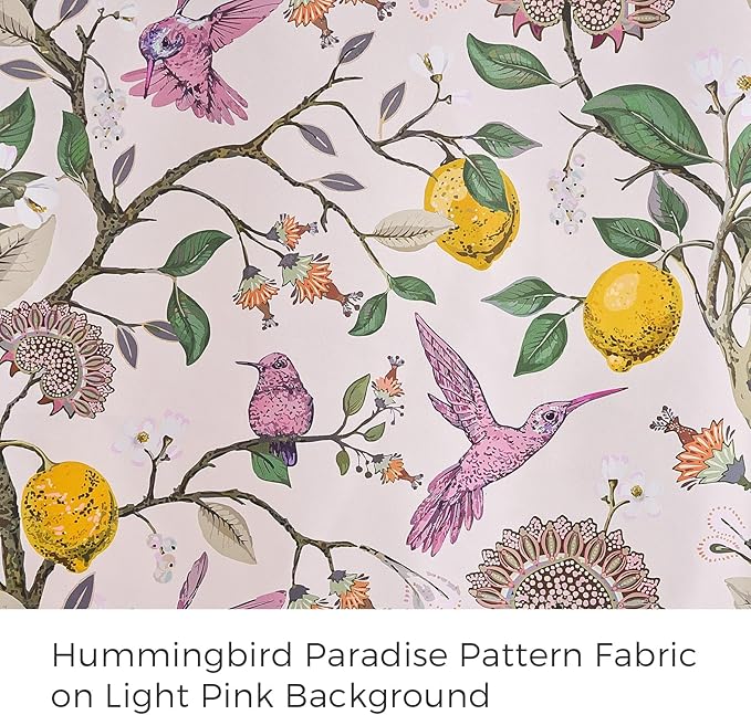 Topfinel Pink Curtains 102 Inches Long Cute Sound Dampening Pretty Vintage Elegant Whimsical Floral Hummingbird Dusty Rose Drapes for Girls Kids Room Aesthetic Living Room 2 Panels