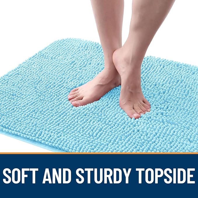 OLANLY Dog Door Mat for Muddy Paws 45x27, Absorbs Moisture and Dirt, Absorbent Non-Slip Washable Doormat, Quick Dry Chenille Mud Mat for Dogs, Entry Indoor Entryway Carpet for Inside Floor, Blue