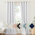 NICETOWN 100% Absolutely Blackout Linen Curtains with Thermal Insulated White Liner, White, 52 inches Wide, 120 inches Length Energy Saving Curtains for Living Room 2 Panels Set, Vertical Blinds