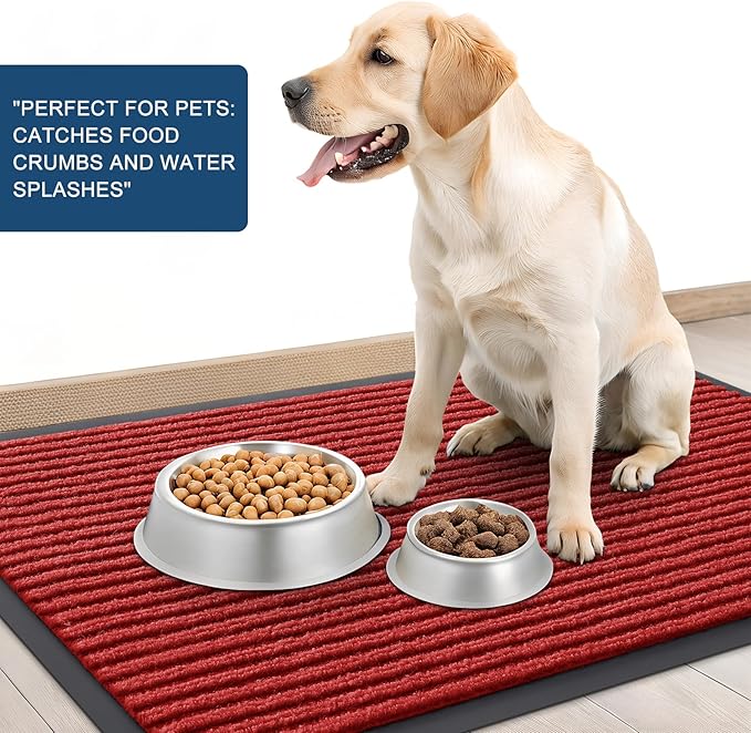 OLANLY Front Door Mat Indoor Outdoor Entrance, Waterproof Heavy Duty Doormat, Fade Resistant, Low Profile, Easy Clean Patio Porch Welcome Floor Mats for Entry, 35x23, Red