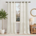 NICETOWN Linen Blend Living Room Curtains 84 inches Long, Grommet Flax Linen Burlap Semi Sheer Drapes Privacy with Light Through Window Treatments for Bedroom/Kids Room, W36 x L84