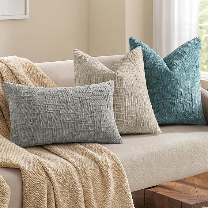 decorUhome Light Brown Chenille Euro Sham Throw Pillow Covers 24x24 Set of 2 Textured Soft Cozy Slubby Couch Pillow Covers Modern Farmhouse Boho Decorative Pillow Cases for Bed Sofa Living Room