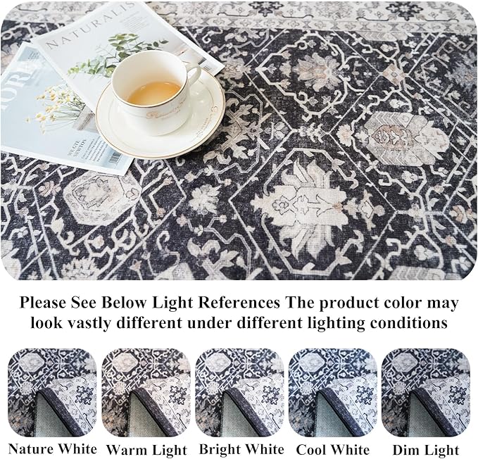 3 Pieces Kitchen Rug Sets: Farmhouse Washable Non-Slip Floor Mat for Sink Stove & Fridge Area Water Resistant Carpet for Laundry Room Entryway Soft Cozy Runners for Kids Pets Family(2x3+2x4+2x5,Black)