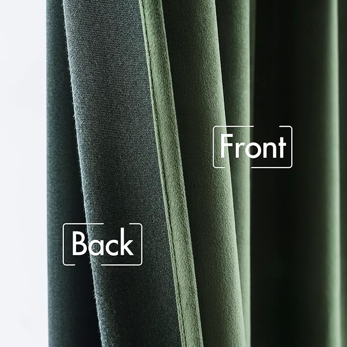 MIULEE Velvet Curtains 90 inches 2 Panels - Luxury Room Darkening Curtains for Bedroom Living Room Thermal Insulated Super Soft Window Drapes Rod Pocket & Back Tab, Olive Green, W 52 x L 90 inch