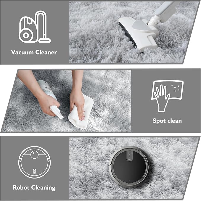 8x10 Fluffy Area Rugs for Living Room,Shag Area Rug for Bedroom,Soft Fuzzy Rug Non-Shedding Indoor Plush Carpet for Kids Bedroom Nursery Home Decor,Tie-Dyed Grey