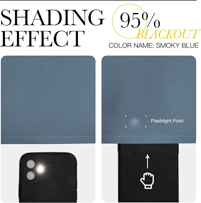 NICETOWN Room Darkening Drapes for Nursery - (52 inches Width by 108 inches Length, Smoky Blue, 1 Pair) Light Blocking Curtain Panels for Bedroom Boys Room, Soft Fabric Window Treatment