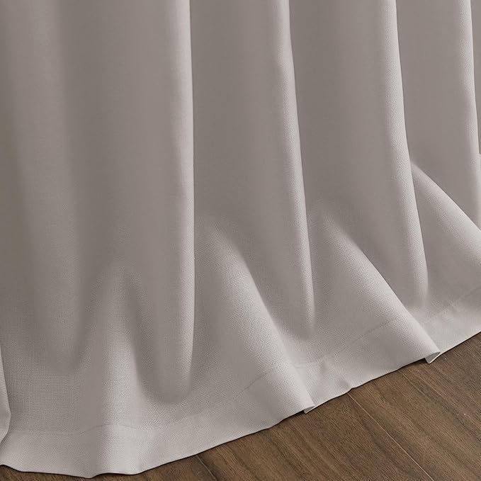 Nanspring Stone Grey Linen Curtains 102 Inches Long for Living Room Simple Modern Light Filtering Semi Sheer Curtain Back Tab and Rod Pocket Neutral Luxury Drapes for Bedroom Office 52x102, 2 Panels