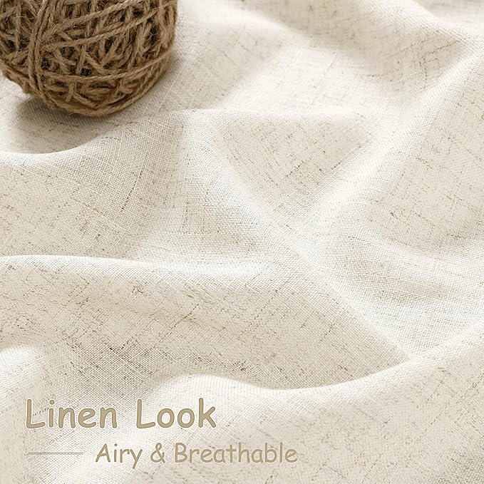Extra Long Warm Beige Linen Curtains 120 Inch for Living Room 2 Panels Set Rod Pocket Back Tab Light Filtering Semi Sheer Linen Window Drapes Privacy High Ceiling Drapes for Farmhouse 52x120