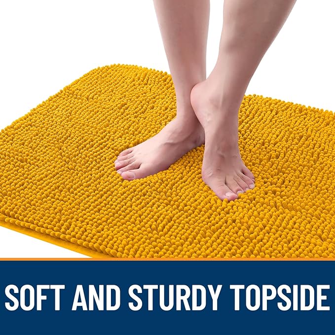 OLANLY Dog Door Mat for Muddy Paws 30x17, Absorbs Moisture and Dirt, Absorbent Non-Slip Washable Doormat, Quick Dry Chenille Mud Mat, Entry Indoor Entryway Carpet for Inside Floor, Golden Yellow