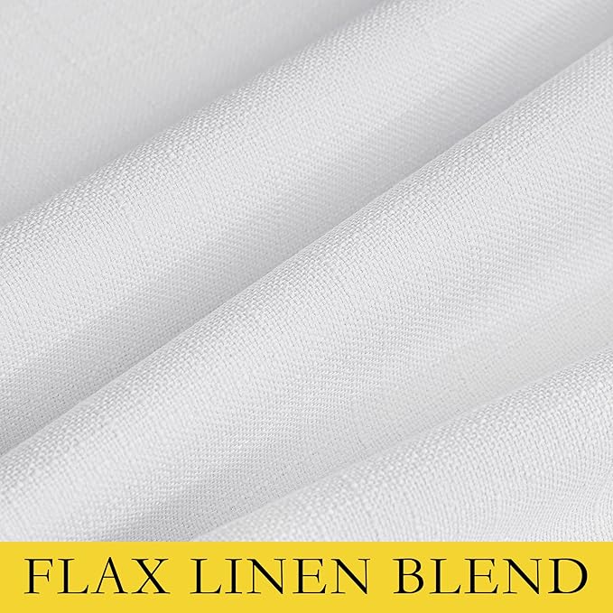 NICETOWN 100% Absolutely Blackout Linen Curtains with Thermal Insulated White Liner, White, 42 inches Wide, 90 inches Length Energy Saving Curtains for Living Room 2 Panels Set, Vertical Blinds