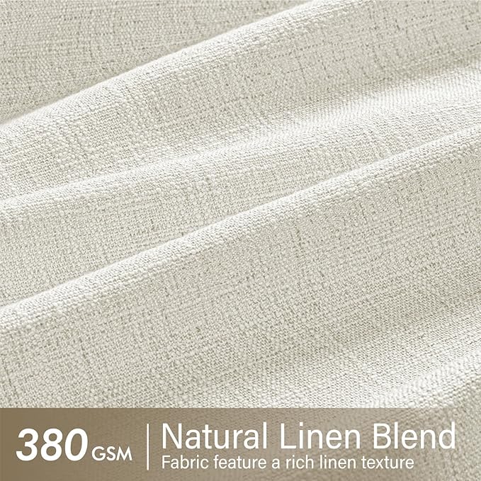 MIULEE Pinch Pleated Thick Linen Curtains 84 Inches Long 2 Panels for Living Room Bedroom, Linen Texture Memory Trained Drapes Pinch Pleat Light Filtering Neutral Ivory Cream Farmhouse Window Curtains