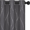 Deconovo Grey Blackout Curtains for Bedroom, Thermal Insulated Soundproof Drapes, Wave Dots Foil Print, 38 x 84 Inches Long, 2 Panels, Machine‑Washable Privacy Window Panel for Living Room Patio Door