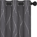 Deconovo Grey Blackout Curtains for Bedroom, Thermal Insulated Soundproof Drapes, Wave Dots Foil Print, 42 x 84 Inches Long, 2 Panels, Machine‑Washable Privacy Window Panel for Living Room Patio Door
