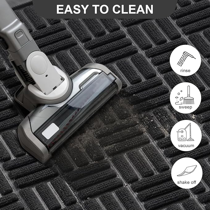 Mibao Front Door Mat, Heavy Duty Durable Welcome Mat for Outdoor Indoor, Dirt Trapper Waterproof Super Absorbent Door Mat for Entryway Outside Patio Porch, 73" x 46", Black