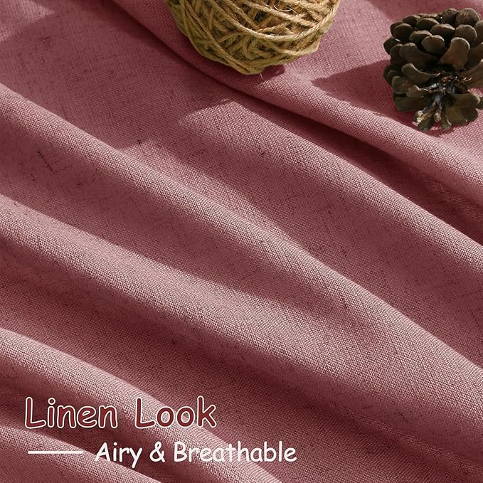 Canyon Rose Linen Curtains for Living Room 105 Inches Long Light Filtering Semi Sheer Curtain Back Tab Modern Farmhouse Decor Elegant Luxury Boho Girl Drapes for Bedroom Dinner Room 52x105, 2 Panels