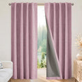 Joydeco Linen Blackout Curtains for Bedroom - 100% Light Blocking 1 Panels, Pink Drapes 70" W x 108" L, Thermal Insulated Room Darkening Curtains for Living Room, Rod Pocket & Back Tabs