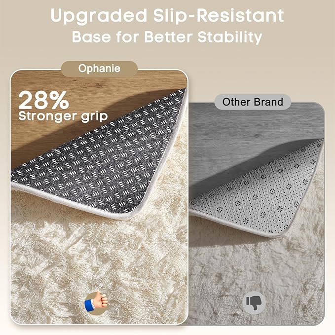 Ophanie 6x9 Area Rugs, Upgrade Non-Slip Fluffy Soft Rugs for Living Room, Large Shag Ivory Fuzzy Plush Rug, Shaggy Big Carpets for Bedroom, Kids Boys Girls Dorm Nursery Home Decor Aesthetic