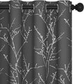 Deconovo Grey Blackout Curtains for Living Room, Thermal Insulated Soundproof Drapes, Branch Foil Print, 52 x 108 Inch Long, 2 Panels, Machine‑Washable Privacy Window Panel for Bedroom Sliding Door