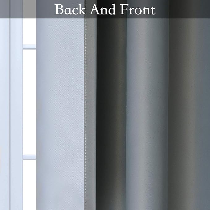 SimpleHome Ombre Room Darkening Curtains 63 inch Long for Bedroom,Gradient Grey White to Gray Light Blocking Thermal Insulated Grommet Curtains Window Drapes for Living Room,2 Panels, 52x63 inches