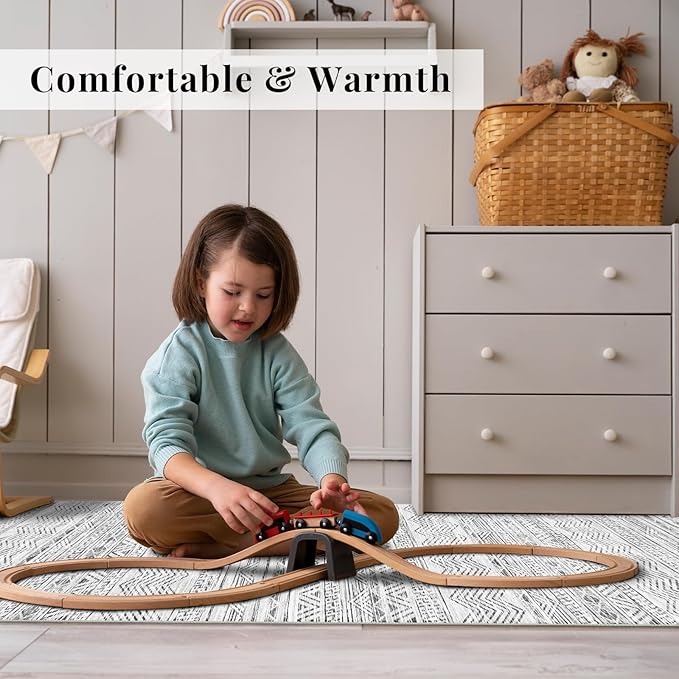 3x5 Washable Entryway Area Rug: Modern Moroccan Small Runner Rug Indoor Soft Non Slip Rug for Living Room Low Pile Thin Floor Carpet for Kitchen Dining Room Bedroom Home Office Decor(3x5,Grey)