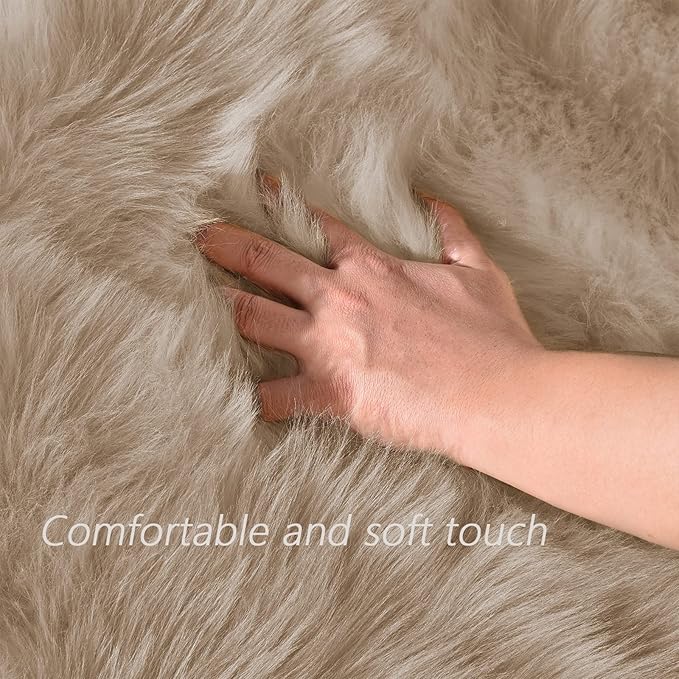 Latepis Small Area 2x4 Rug Brown Beige Fur Rug 60% Acrylic 40% polyester Shaggy Rugs for Bedroom Washable Shag Rugs for Living Room Dorm Cushion Home Décor