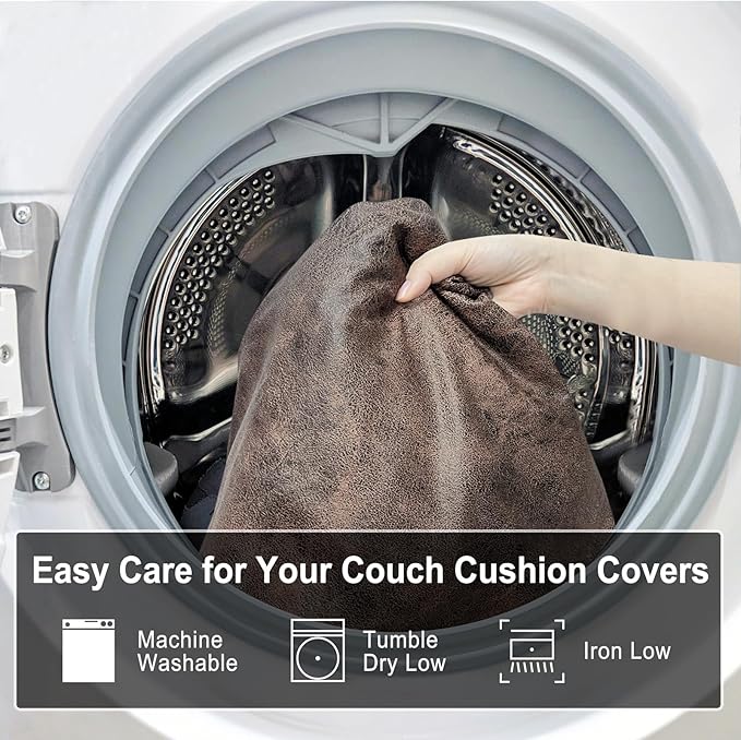 Leather Look Couch Cushion Covers Sofa Seat Slipcovers Sets Couches Furniture Protector for Sectional Armchair Loveseat Pets Kids Stretch Spandex Fabric (1 Cushion Armchair, Light Brown)