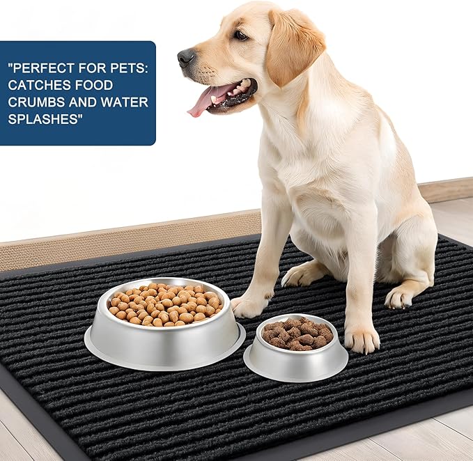 OLANLY Front Door Mat Indoor Outdoor Entrance, 2-Pack 35 x 23 Inch, Waterproof Heavy Duty Doormat, Fade Resistant, Low Profile, Easy Clean Patio Porch Welcome Floor Mats for Entry, Black