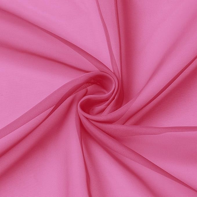 Cafe Curtains 36 Inch Length Tier 2 Pieces, Modern Soft Airy Sheer Kitchen Short Curtains for Small Window, Rod Pocket Small Curtain for Bathroom Basement, Hot Pink, Each, 42" Wx36 L Inches