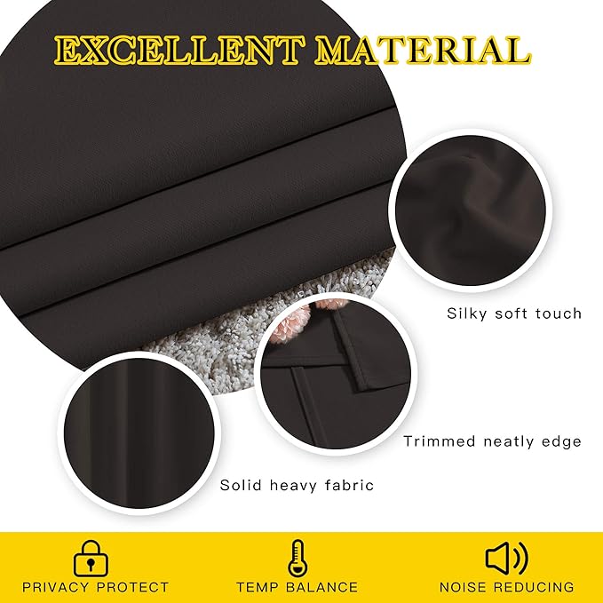 NICETOWN Blackout Curtain Panels 84 inches - Light Reducing Thermal Insulated Solid Grommet Blackout Curtains/Panels/Drapes for Living Room (Set of 2, 66 inches by 84 Inch, Toffee Brown)