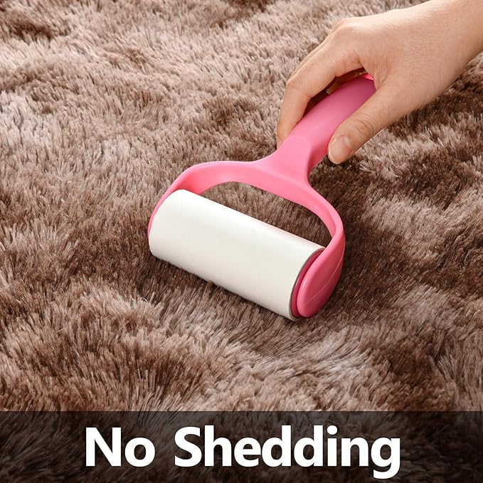 Deerhoo Large Shag Area Rugs 5 x 8, Tie-Dyed Plush Fuzzy Rugs for Living Room, Ultra Soft Fluffy Furry Rug for Bedroom, Indoor Carpet Nursery Rugs for Kids Room Home Decor, Coffee