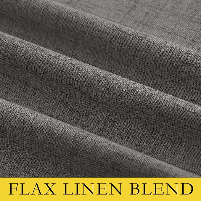 NICETOWN Grizzle Gray Vintage Linen 100% Blackout Curtains for Living Room, Thermal Insulated Curtains 120“ Long, Noise Reducing Window Treatment Drapes for Home Office, 62" Wide Per Panel, Set of 2