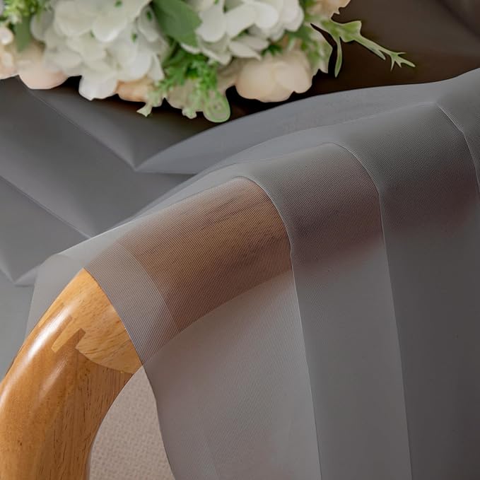 Chyhomenyc Sheer Window Curtains 72 inch Length 2 PCS- Rod Pocket Living Room Curtain Panels Voile Textured Soft and Lightweight Window Treatments for Bedroom Decor, 42W x 72L Inches, Charcoal Grey