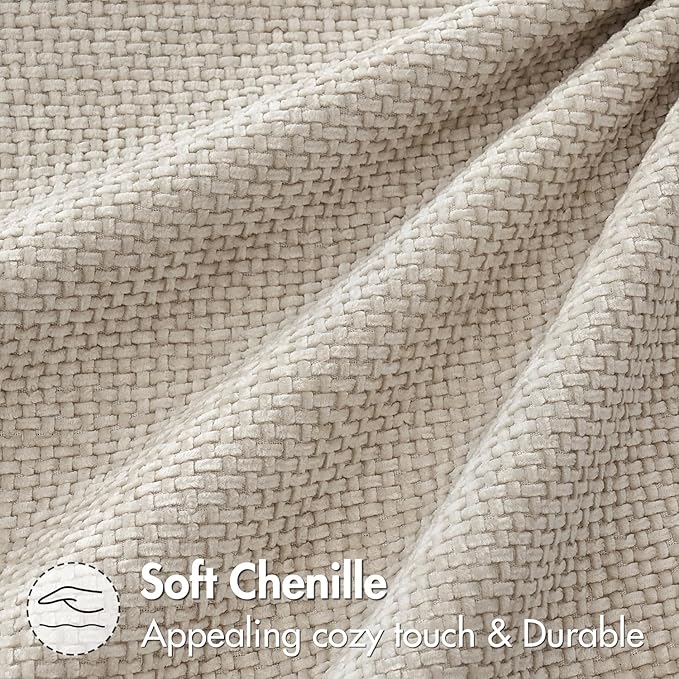 MIULEE Pack of 2 Couch Throw Pillow Covers 16x16 Inch Neutral Beige Modern Boho Accent Decorative Pillow Covers Soft Chenille Farmhouse Cushion Covers for Home Decor Bed Sofa Living Room