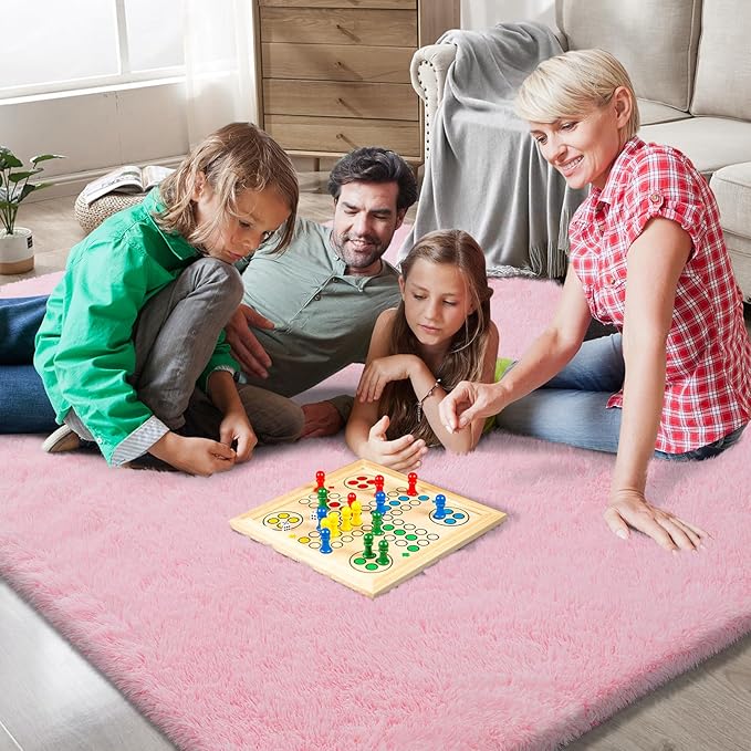 Shag Area Rugs for Bedroom Living Room,6X9 Ultra Soft Fluffy Area Rugs for Dorm, Indoor Carpet Nursery Rugs for Kids Girl Room Home Decor, Pink