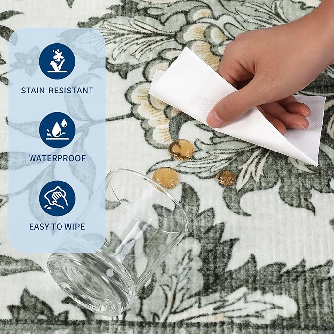 GarveeHome Provence Fog 2x3 Door Mat Indoor Rugs for Entryway Small Botanical Grove Cottagecore Washable Non-Slip Low-Pile Rug for Bedroom Kitchen Bathroom Entrance