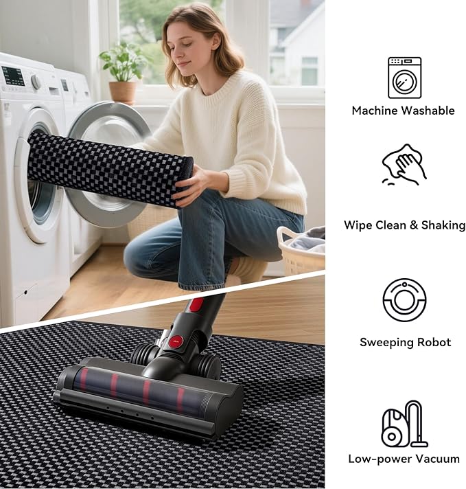 YDKGL 2x8 ft Runners for Hallways Extra Long Woven Washable Kitchen Runner Mat Rugs Non Slip, Soft Entryway Laundry Hall Floor Runner Carpet for Bedroom Hallway Living Room, Black
