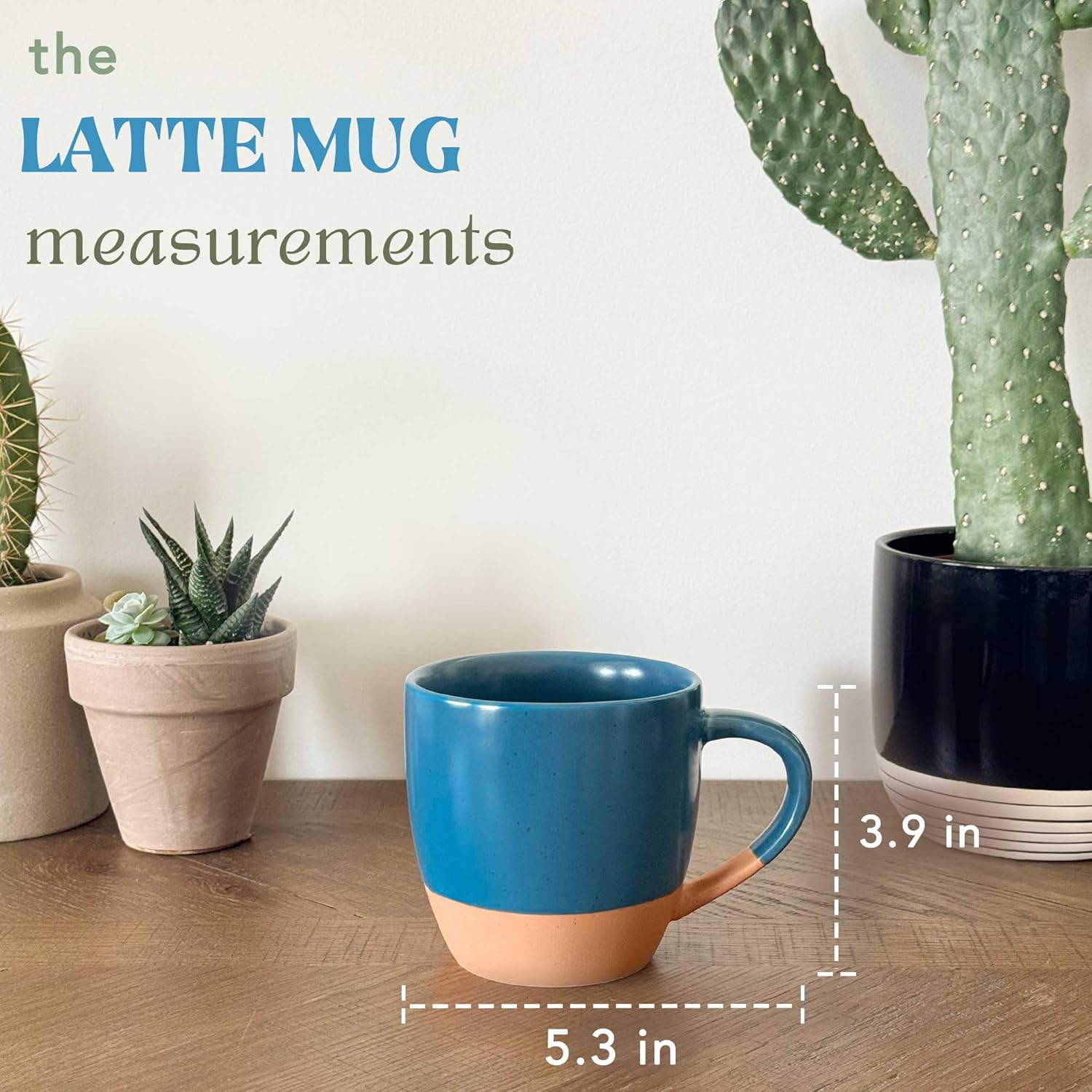 Mora Ceramic Artisan Matte Large Latte Mug Set of 4, 16oz - Microwavable, Porcelain Coffee Cups With Big Handle - Modern, Boho, Unique Style For Any Kitchen. Microwave Safe Stoneware - Marina Colors