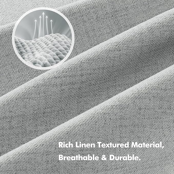MIULEE 100% Blackout Linen Curtains for Bedroom, Grey Solid Luxury Decor Thermal Insulation Room Darkening Drapes for Living Room Nursery Back Tab Rod Pocket 42 x 63 Inches, 2 Panels
